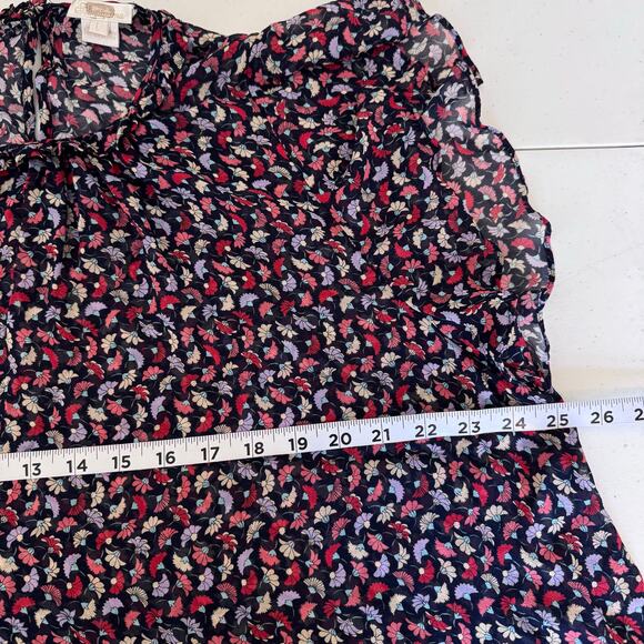 Shoshanna Juniper Floral Mock Neck‎ Flutter Sleeve 100% Silk Top Women's Large - Picture 6 of 7